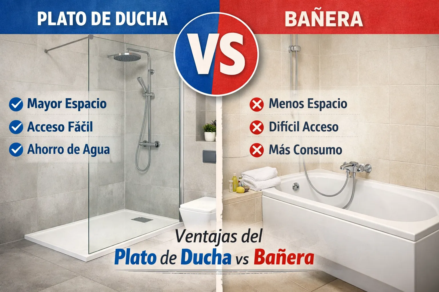 ventajas plato ducha vs bañera